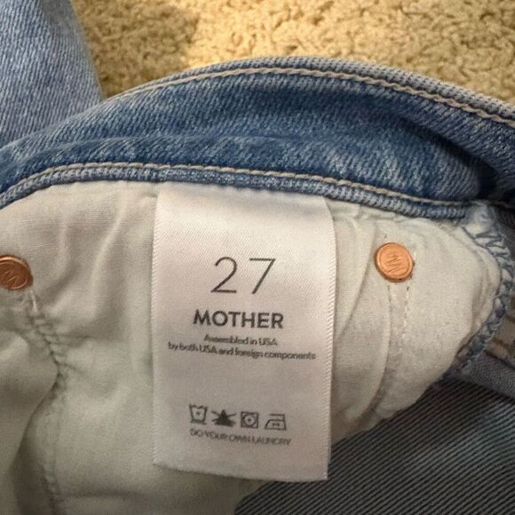 MOTHER The Scrapper Cuff Ankle Fray sneak‎ peek blue denim jeans NEW size 27 - Picture 9 of 10